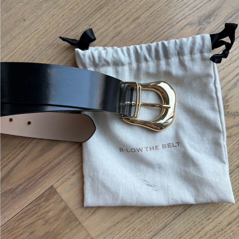 B-Low the Belt Black Leather Belt with Gold Accents